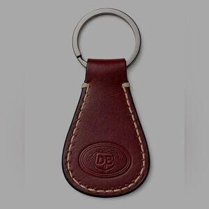 Dooney & Bourke Vintage Style Brown Leather Keychain Fob DB Logo Contrast Stitch